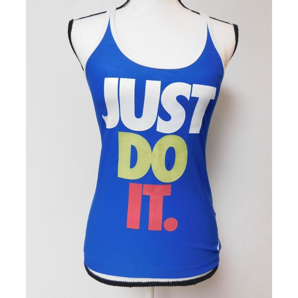 Womens Nike  Dri-fit Just Do It Blue colorful racerback Top Small (4-6)